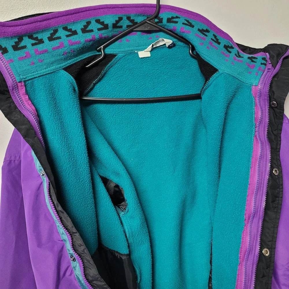 Columbia Bugaboo Jacket Purple 3 in 1 Teal Fleece‎ Lined Ski Snowboard XL